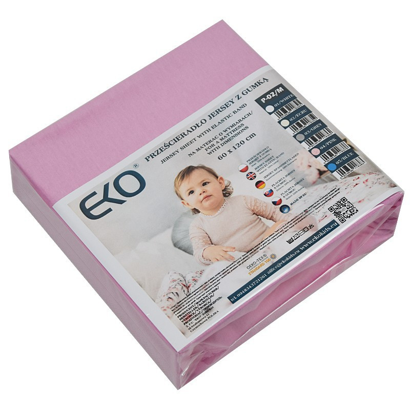 EKO Lepedő gumival jersey rózsaszín 120x60 cm - használat közben
