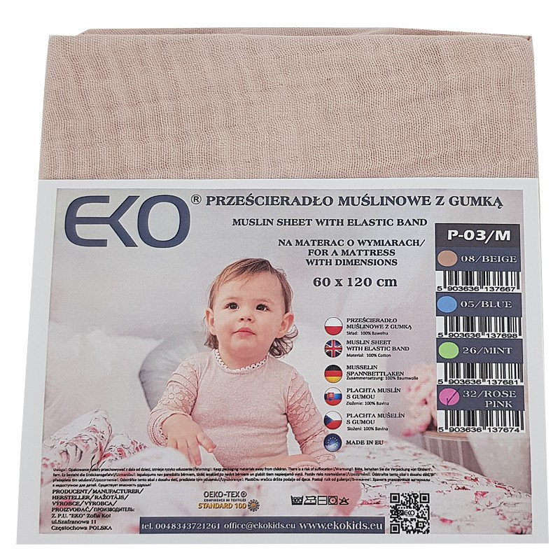 EKO Muszlin lepedő Powder pink 60x120 cm - Közelkép a muszlin anyagról