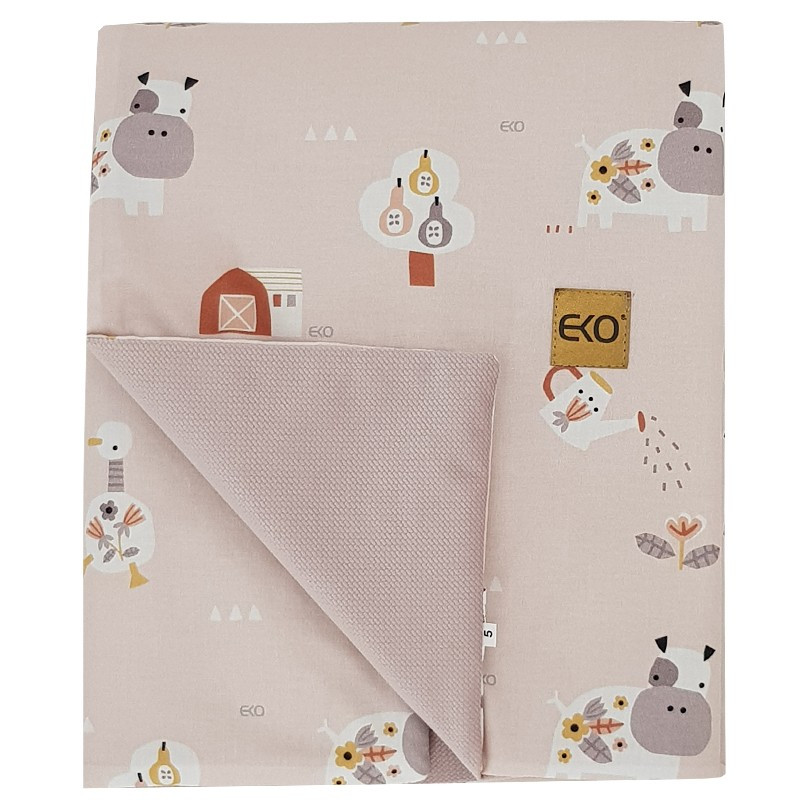 EKO Takaró pamutból VELVET béléssel My farma Powder pink 100x80 cm részlet