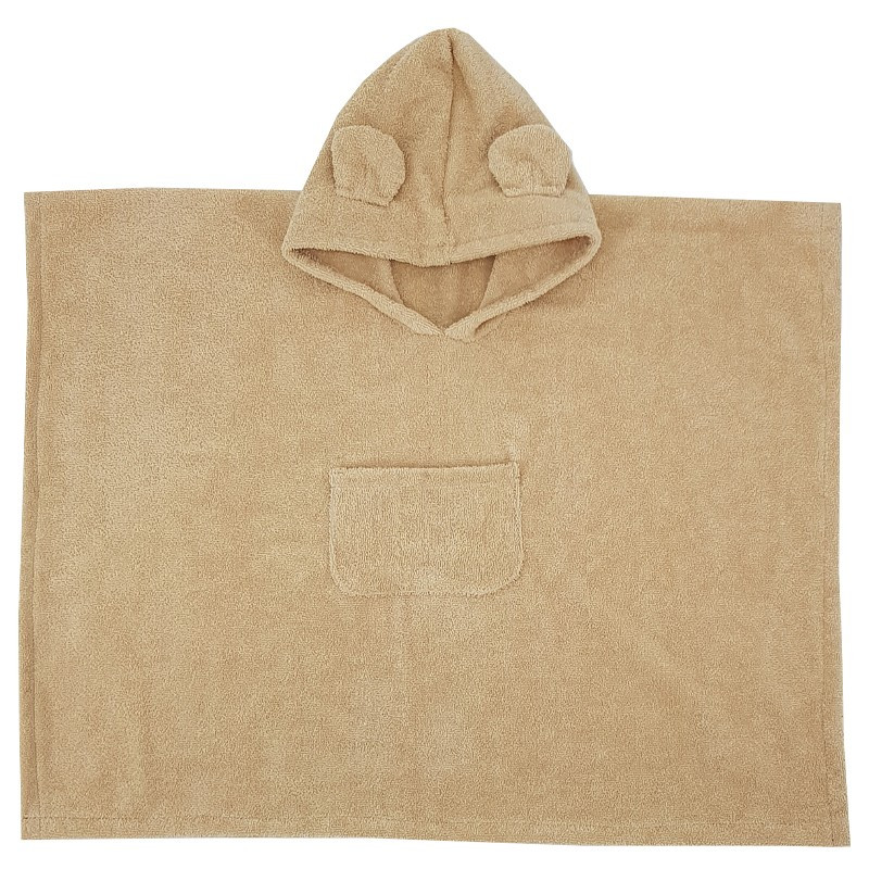 EKO Poncsó pamutból kapucnival és fülekkel Beige 75x120 cm - használatban