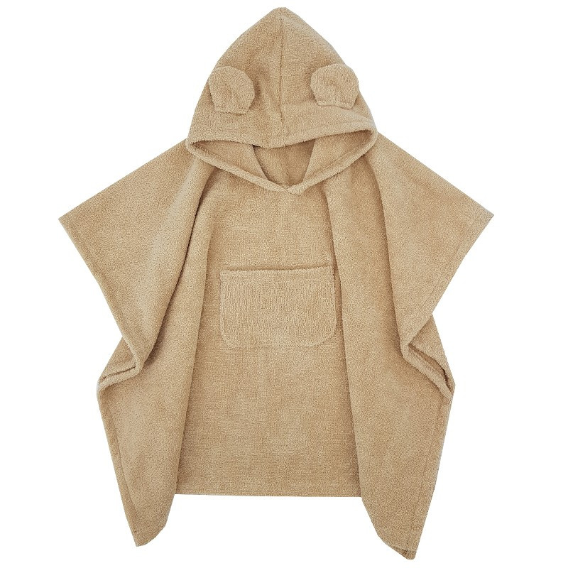 EKO Poncsó pamutból kapucnival és fülekkel Beige 75x120 cm - részletek