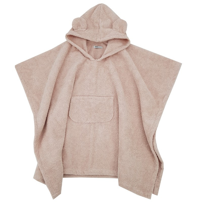 EKO Pončo pamutból kapucnival és fülekkel Powder pink