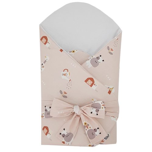 EKO Takaró pamutból kókusz kivehető betéttel és masnival My farm Powder pink 75x75 cm