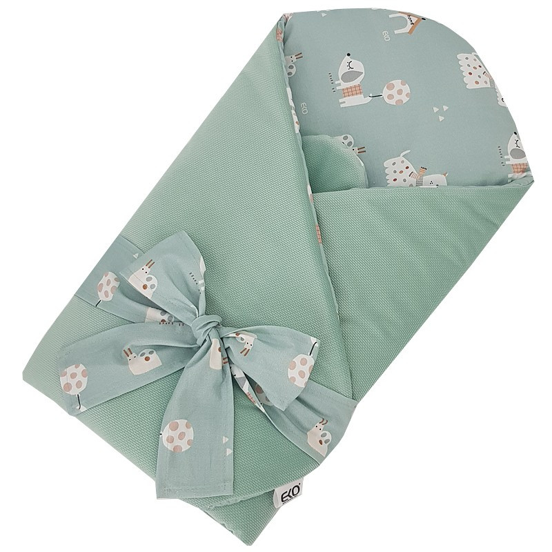 EKO Takaró pamutból kókusz kivehető betéttel VELVET Dogs Mint 75x75 cm használat közben