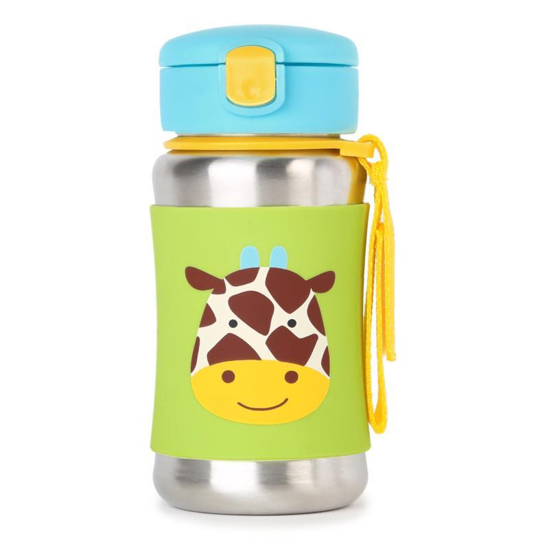 SKIP HOP Zoo Rozsdamentes Acél Szívószálas Vízüveg Zsiráf 12m+ fő képe