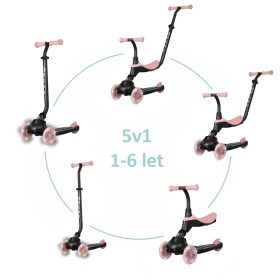 QPLAY Roller / futóbicikli Sema Evo LED fényekkel Coral Pink, életkor 