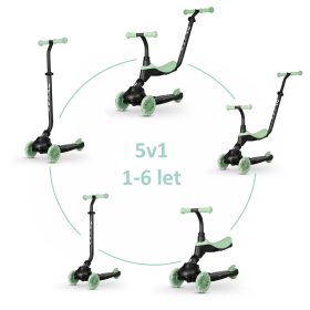 QPLAY Roller / futóbicikli Sema Evo LED lámpákkal Jade Green, életkor 