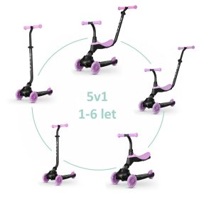 QPLAY Roller / futóbicikli Sema Evo LED fényekkel Lila, életkor 1 - 6 