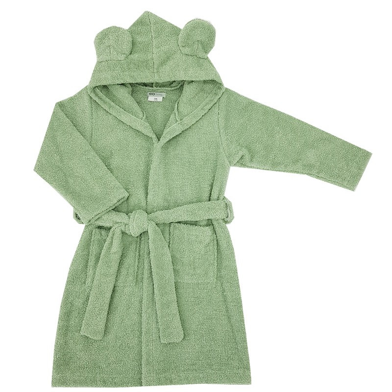 EKO Köntös pamutból kapucnival és fülekkel Olive green méret L 104-110 - Fő kép