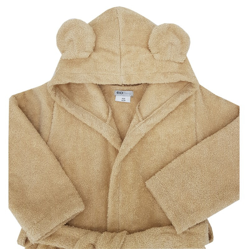 EKO Köntös pamutból kapucnival és fülekkel Beige méret S 80-86 használatban