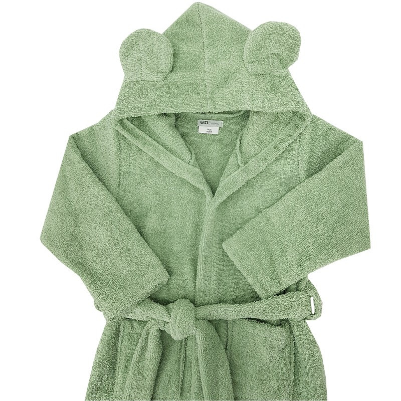 EKO Köntös pamutból kapucnival és fülekkel Olive green részletek