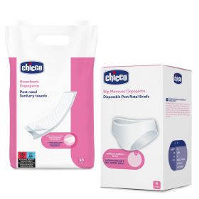 CHICCO Szülés utáni betétek 30 db + egyszer használatos nadrág szülés 