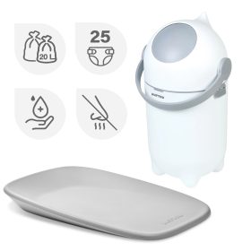 NATTOU Pelenkakosár Dropy és pelenkázó alátét Softy White/Grey 50x70 c