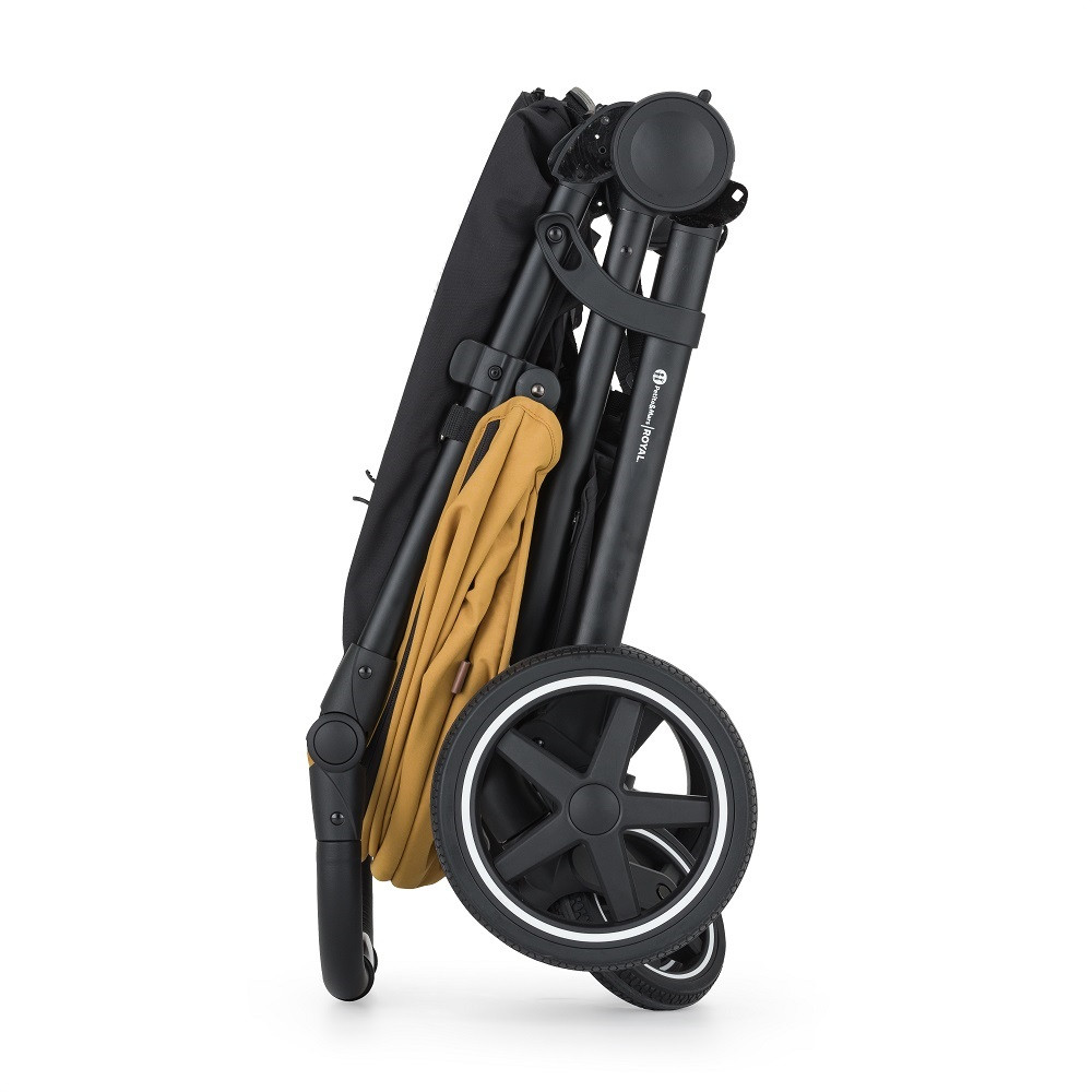 Petite&Mars Sport babakocsi Royal3 Black Dense Honey – ergonomikus háttámla és lábtartó