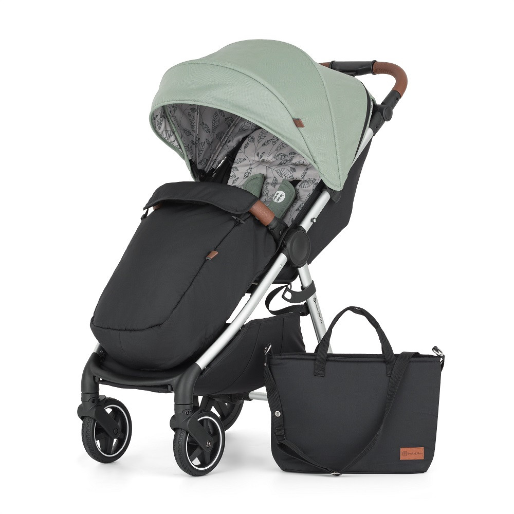 Petite&Mars Sport babakocsi Royal3 Silver Iron Green színben, kiterjesztett tetővel