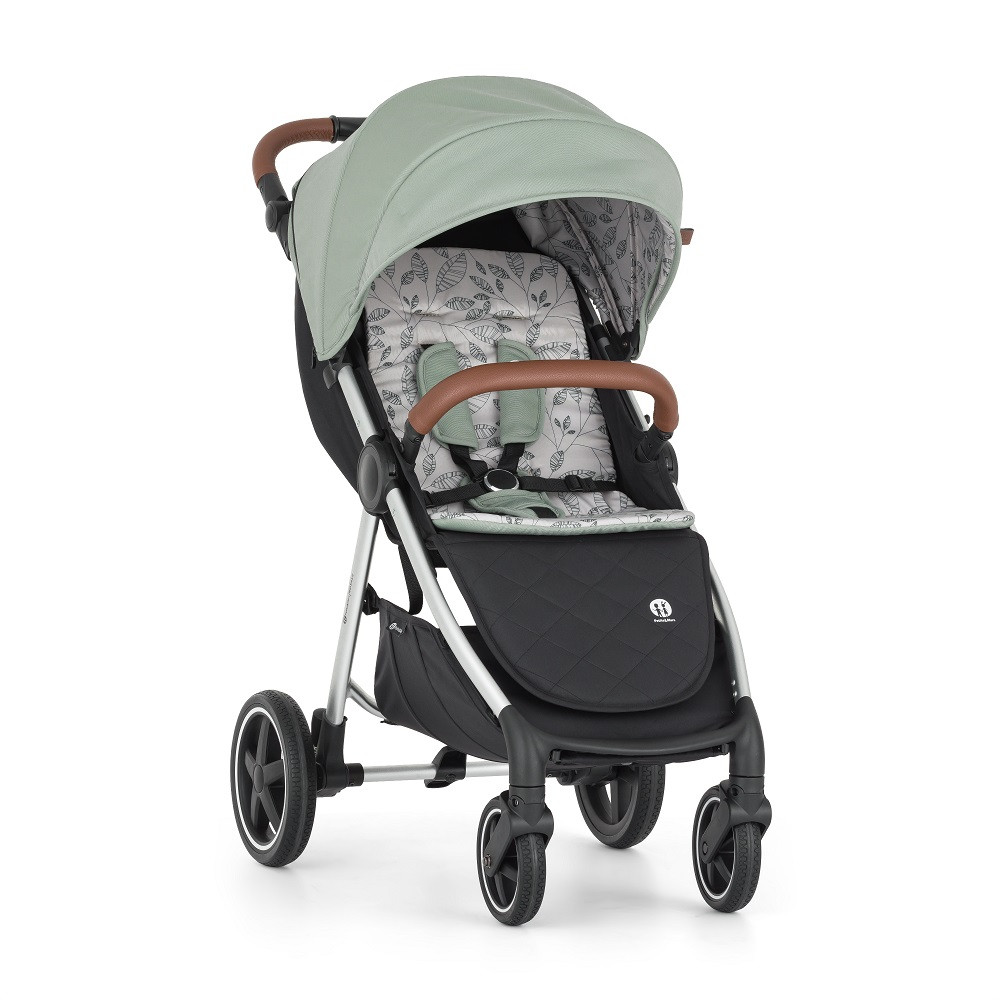 Petite&Mars Sport babakocsi Royal3 Silver Iron Green – ergonomikus háttámla és lábtartó