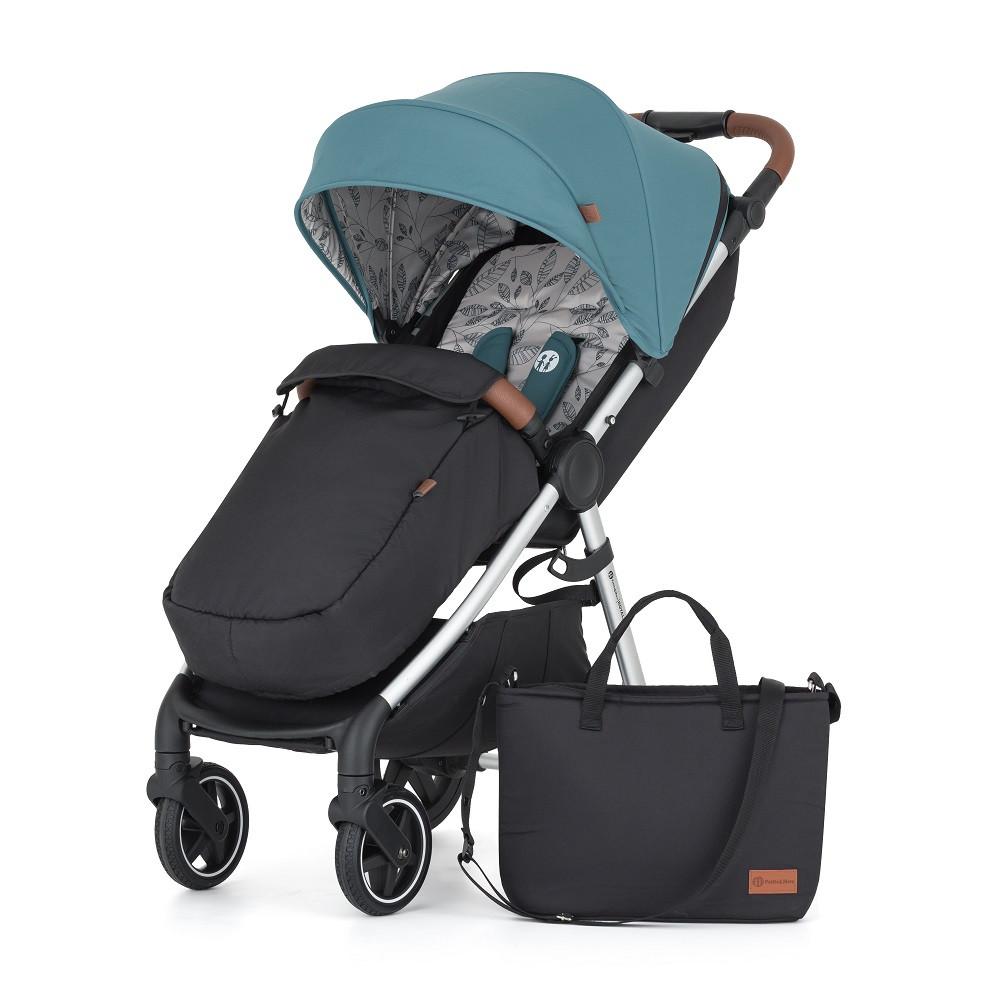 Petite&Mars Sport babakocsi Royal3 Silver Ocean Blue színben, kiterjesztett tetővel