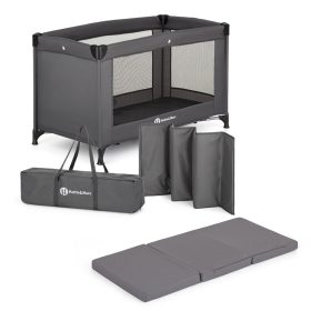 PETITE&MARS Utazóágy Koot Lite matraccal Foldie, Dark Grey