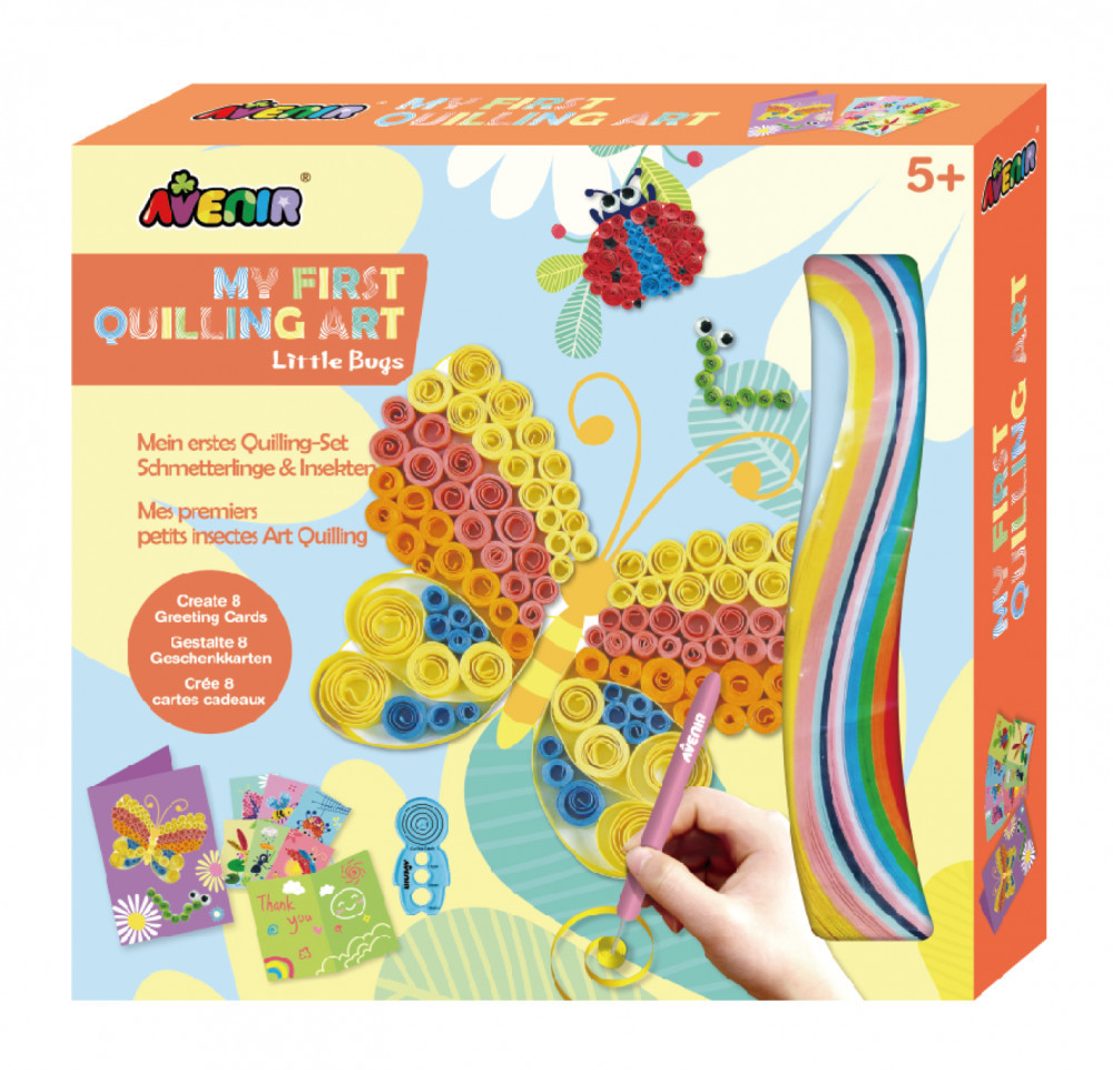 Pillangók Avenir quilling készlet: 8 üdvözlőkártya alap, 180 db papír és eszközök