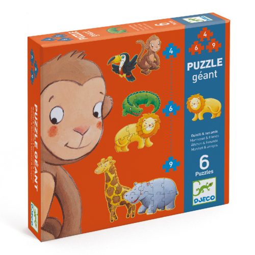 Óriás puzzle - Marmoset és barátai, 4-6-9 db-os - Marmoset & friends