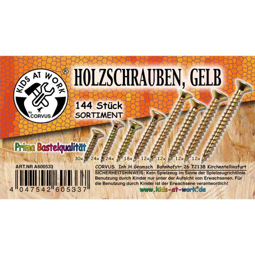 Facsavar készlet, különböző kadmiumozott facsavarokkal