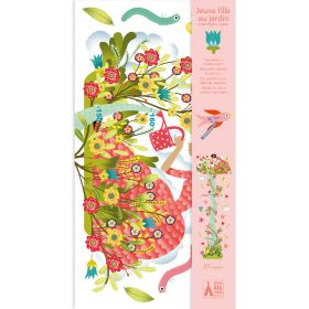   Magasságmérő falmatrica - Az ifjú hölgy kertje - Young girl in the garden