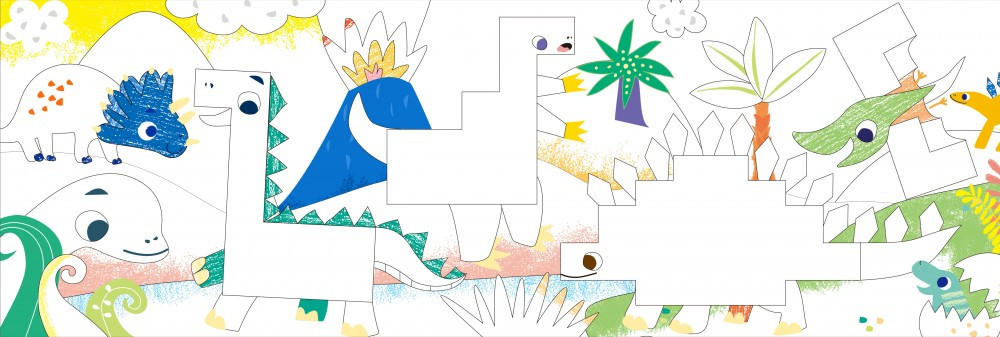 Építs és rajzolj fejlesztő kreatív zsírkréta készlet, Dinoszauruszok Avenir - rajzolási lehetőség