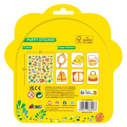 3D  fényes matrica készlet, Állatok Avenir