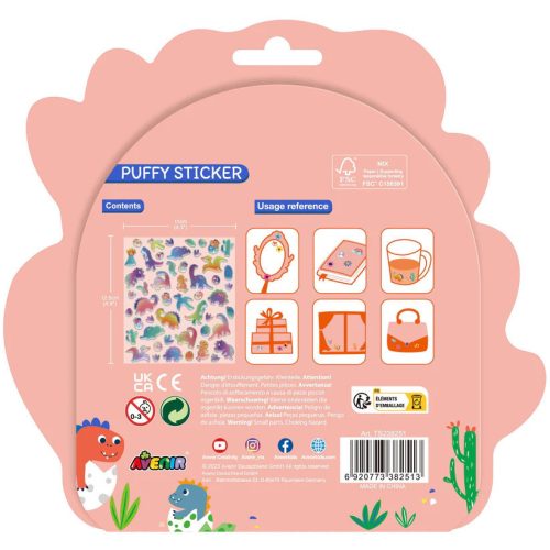 3D  fényes matrica  készlet, Dinoszauruszok Avenir