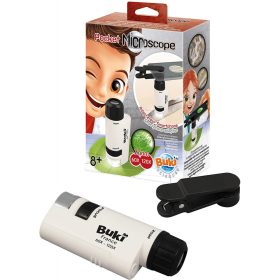 Zsebmikroszkóp LED fénnyel és okostelefon adapterrel BUKI