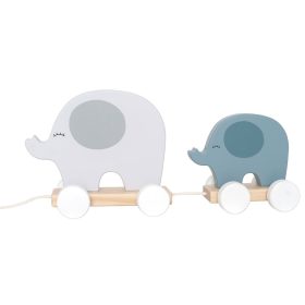   Húzható gurulós elefánt család fából, szürke Jabadabado