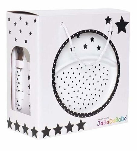 Evőeszköz készlet fekete/fehér Jabadabado