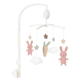   Zenélő kiságyforgó macik és nyuszik, Pasztell rózsaszín Jabadabado