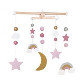   Kiságyforgó szivárványos pasztell rózsaszín, arany Jabadabado