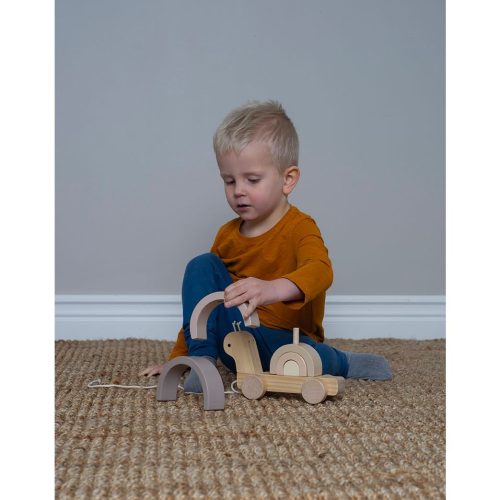 2 az 1-ben húzható csiga és szivárvány toronyépítő játék Jabadabado