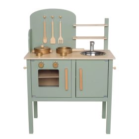   Fa játékkonyha kiegészítőkkel és kréta táblával, olivazöld Jabadabado