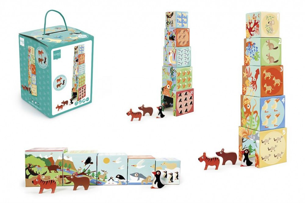 Toronyépítő és puzzle - A világ állatai Scratch Europe