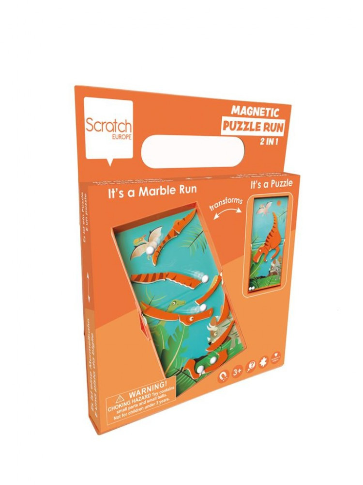 Scratch Europe mágneses puzzle és golyófuttató játék dinoszauruszos design