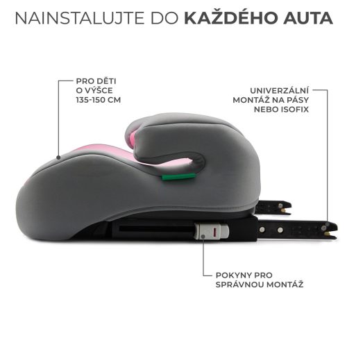 KINDERKRAFT Ülésmagasító i-Boost i-size 135-150 cm Pink - utolsó darab