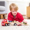 Játék autószállító kamion fából 4 kisautóvalNew Classic Toys