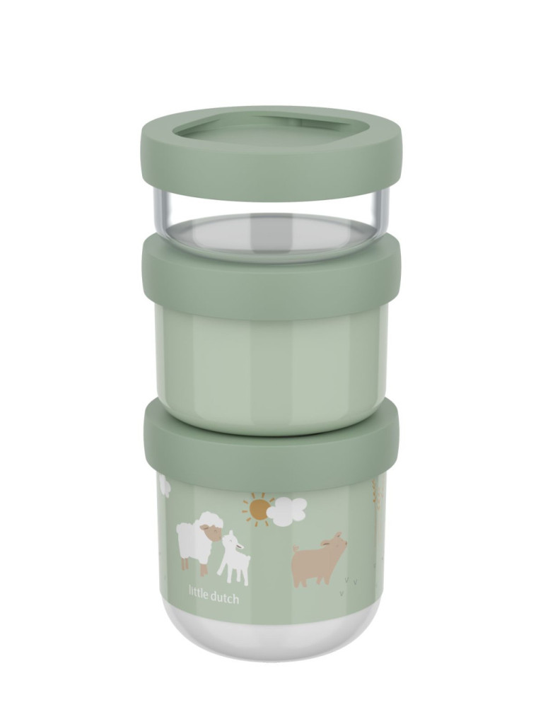 Little Dutch 3 darabos snack box készlet Little Farm mintával