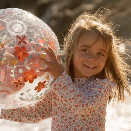 Little Dutch felfújható 3D strandlabda - Pink Flowers