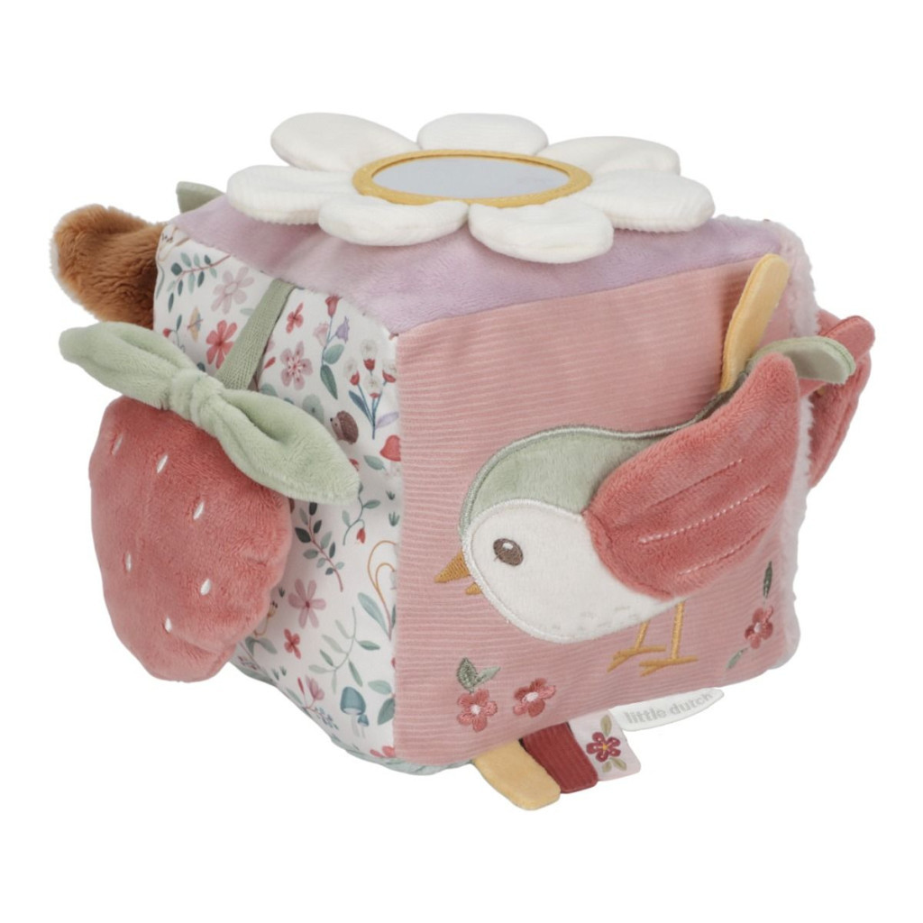 Little Dutch készségfejlesztő plüss kocka - Fairy Garden különböző textúrákkal