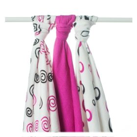   Xkko pelenka bambusz 70x70cm 3db magenta spirálok és buborékok mix BMB070003