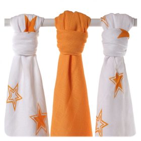   Xkko pelenka bambusz 70x70cm 3db narancssárga csillagok mix BMB070010