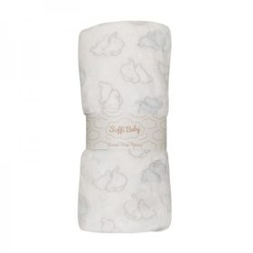   Soffi Baby takaró plüss dupla fehér kék-elefánt 75x100cm