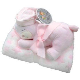   Gamberritos takaró - wellsoft 80x110cm plüss játékkal maci rózsaszín 10162