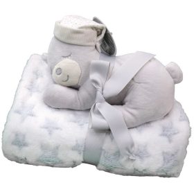   Gamberritos takaró - wellsoft 80x110cm plüss játékkal maci szürke 10162