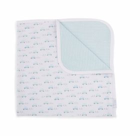 Kikkaboo takaró jersey kétoldalas 80x80cm zöld autós