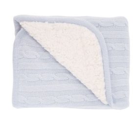   Kikkaboo takaró kötött/sherpa kétoldalas 75x100cm melange kék